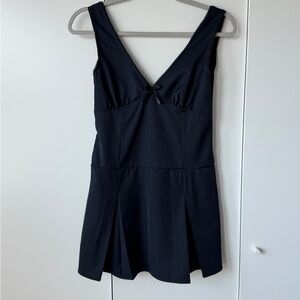 Chic dark blue Sleeveless Mini Dress